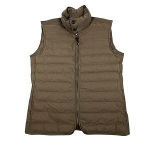 Billy Reid Puffer Vest Mens Small Brown Quilted Full Zip Mock Neck